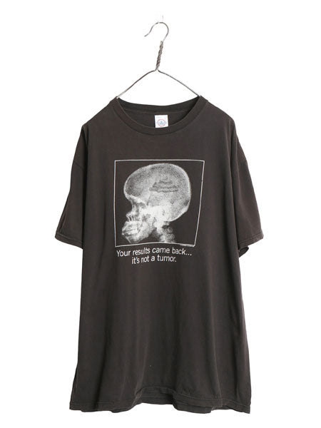 90's レントゲン ジョーク イラスト プリント 半袖 Tシャツ メンズ XL / オールド ヘビーウェイト コットン スカル 大きいサイズ ブラック