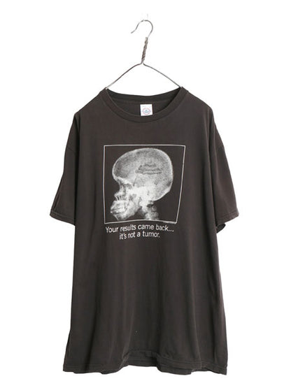 90's レントゲン ジョーク イラスト プリント 半袖 Tシャツ メンズ XL / オールド ヘビーウェイト コットン スカル 大きいサイズ ブラック