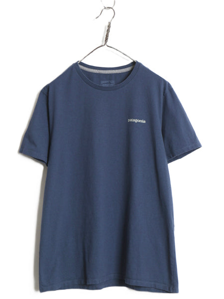 パタゴニア ロゴ プリント 半袖 Tシャツ メンズ M レディース L アウトドア カットソー フィッツロイ ワンポイント ワッペン 刺繍 ネイビー