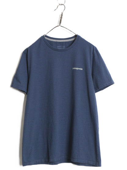 パタゴニア ロゴ プリント 半袖 Tシャツ メンズ M レディース L アウトドア カットソー フィッツロイ ワンポイント ワッペン 刺繍 ネイビー