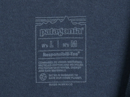 パタゴニア ロゴ プリント 半袖 Tシャツ メンズ M レディース L アウトドア カットソー フィッツロイ ワンポイント ワッペン 刺繍 ネイビー