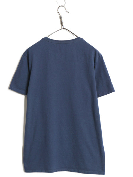 パタゴニア ロゴ プリント 半袖 Tシャツ メンズ M レディース L アウトドア カットソー フィッツロイ ワンポイント ワッペン 刺繍 ネイビー
