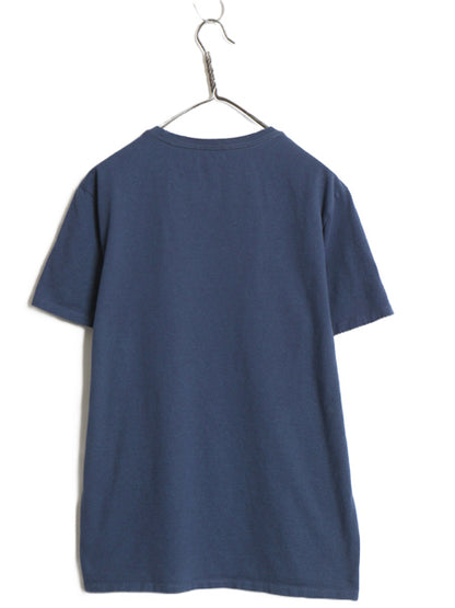 パタゴニア ロゴ プリント 半袖 Tシャツ メンズ M レディース L アウトドア カットソー フィッツロイ ワンポイント ワッペン 刺繍 ネイビー