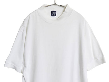 90s オールド ギャップ モックネック 半袖 Tシャツ メンズ M / 紺タグ 無地 ヘビーウェイト ハイネック ブランク トップス カットソー 白