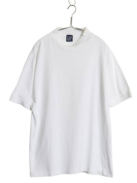90s オールド ギャップ モックネック 半袖 Tシャツ メンズ M / 紺タグ 無地 ヘビーウェイト ハイネック ブランク トップス カットソー 白