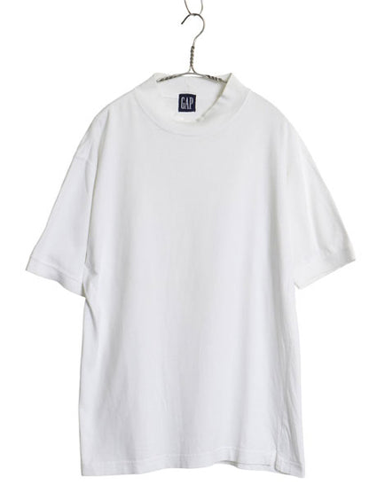 90s オールド ギャップ モックネック 半袖 Tシャツ メンズ M / 紺タグ 無地 ヘビーウェイト ハイネック ブランク トップス カットソー 白