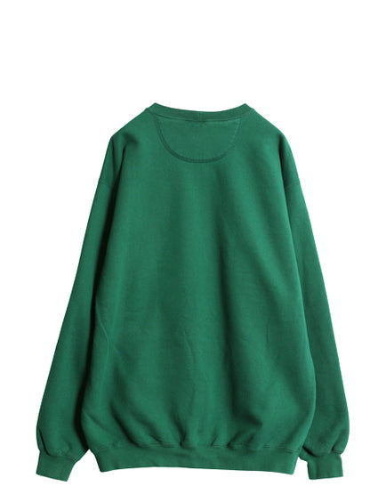90s USA製 ランズエンド 無地 スウェット メンズ L オールド トレーナー 裏起毛 ヘビーウェイト ブランク クルーネック シンプル グリーン 