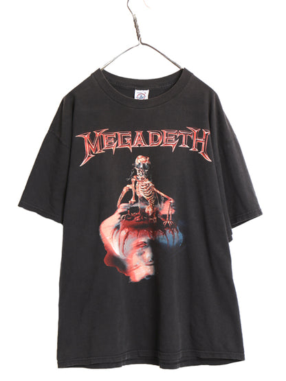 00s ★ メガデス スカル イラスト プリント Tシャツ メンズ XL 古着 オールド オフィシャル 当時物 バンド ロック メタル 大きいサイズ 黒