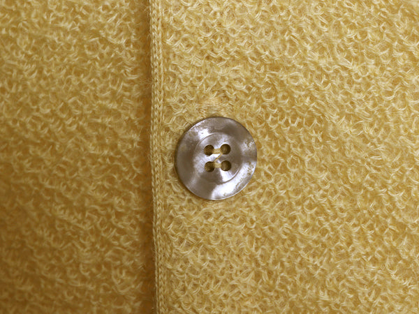 60s 70s ★ モヘア ニット カーディガン メンズ M / 古着 ヴィンテージ ウール セーター ポケット付き 前開き 重ね着 羽織り イエロー 無地