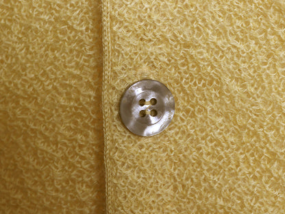 60s 70s ★ モヘア ニット カーディガン メンズ M / 古着 ヴィンテージ ウール セーター ポケット付き 前開き 重ね着 羽織り イエロー 無地