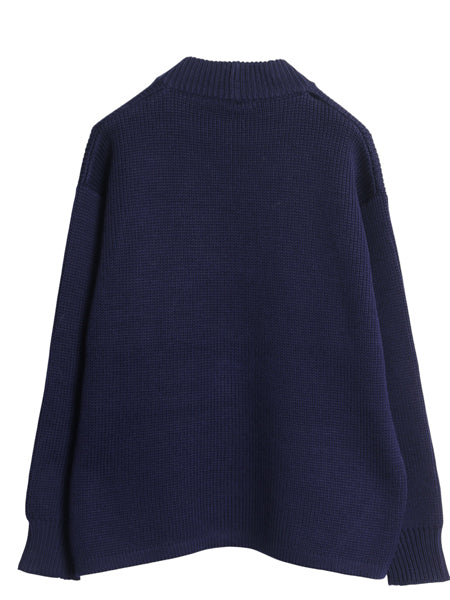 50s 60s オーストリア製 ★ Abercrombie&Fitch ガンジー セーター メンズ M 古着 ヴィンテージ 黒タグ ウール ニット 柄入り ハイネック 紺