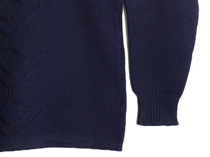 50s 60s オーストリア製 ★ Abercrombie&Fitch ガンジー セーター メンズ M 古着 ヴィンテージ 黒タグ ウール ニット 柄入り ハイネック 紺