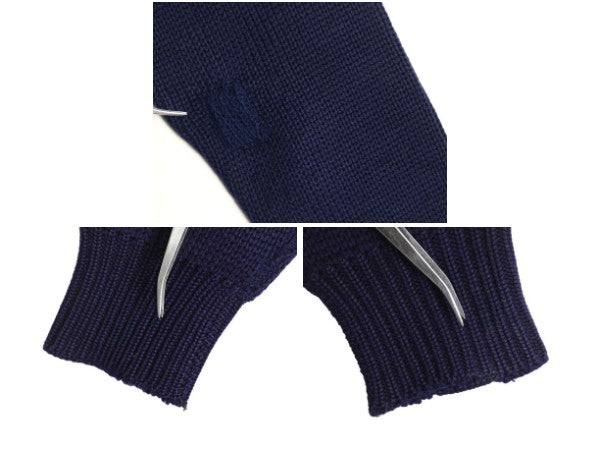 50s 60s オーストリア製 ★ Abercrombie&Fitch ガンジー セーター メンズ M 古着 ヴィンテージ 黒タグ ウール ニット 柄入り ハイネック 紺