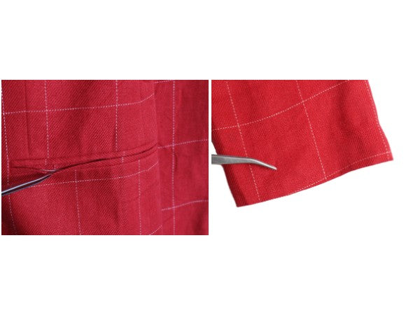 90s USA製 ローレン ラルフローレン テーラード ジャケット レディース L 程/ オールド ポロ 高級 100% リネン ブレザー チェック 金ボタン