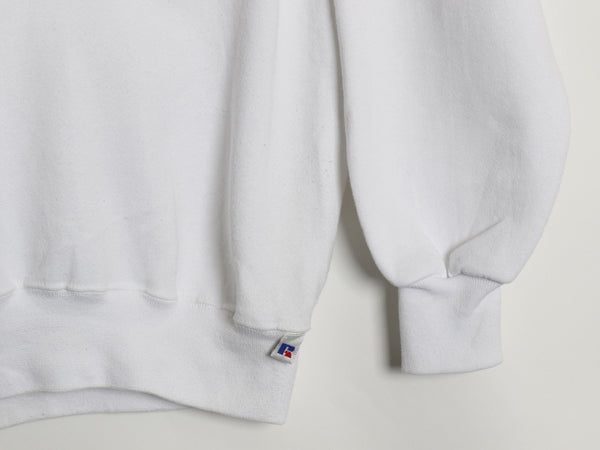 90s USA製 ラッセル 無地 スエット メンズ レディース XXL オールド トレーナー 前V 裏起毛 スエット ワンポイント 大きいサイズ ホワイト