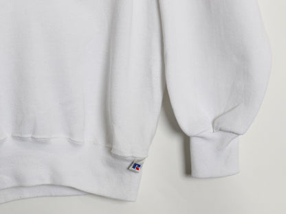 90s USA製 ラッセル 無地 スエット メンズ レディース XXL オールド トレーナー 前V 裏起毛 スエット ワンポイント 大きいサイズ ホワイト