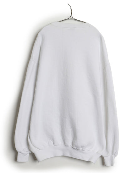 90s USA製 ラッセル 無地 スエット メンズ レディース XXL オールド トレーナー 前V 裏起毛 スエット ワンポイント 大きいサイズ ホワイト