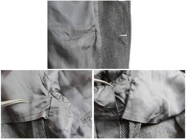 80s USA製 ハリスツイード テーラード ジャケット メンズ XL 程 ヴィンテージ ブレザー ツイード ウール ヘリンボーン ストライプ トラッド