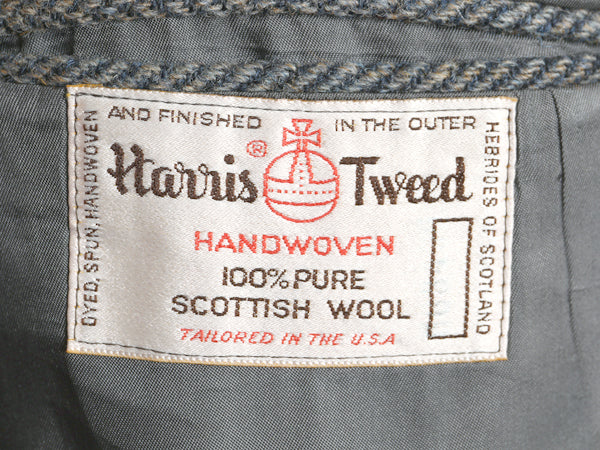 80s USA製 ハリスツイード テーラード ジャケット メンズ XL 程 ヴィンテージ ブレザー ツイード ウール ヘリンボーン ストライプ トラッド