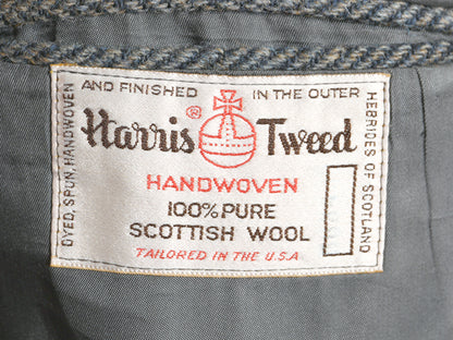 80s USA製 ハリスツイード テーラード ジャケット メンズ XL 程 ヴィンテージ ブレザー ツイード ウール ヘリンボーン ストライプ トラッド