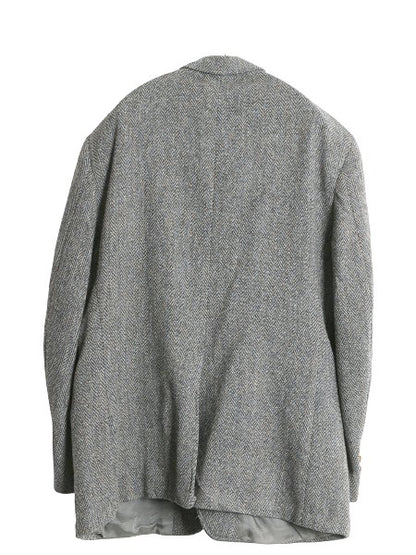 80s USA製 ハリスツイード テーラード ジャケット メンズ XL 程 ヴィンテージ ブレザー ツイード ウール ヘリンボーン ストライプ トラッド