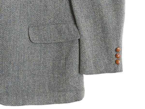 80s USA製 ハリスツイード テーラード ジャケット メンズ XL 程 ヴィンテージ ブレザー ツイード ウール ヘリンボーン ストライプ トラッド