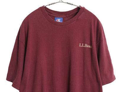 00s エルエルビーン チャンピオン 別注 ワンポイント ロゴ 刺繍 半袖 Tシャツ メンズ L 古着 オールド ヘビーウェイト コットン カットソー