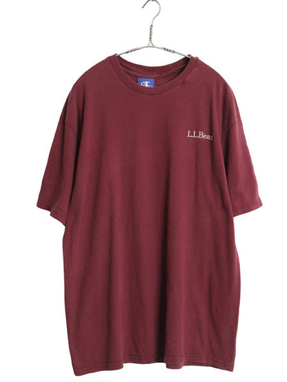 00s エルエルビーン チャンピオン 別注 ワンポイント ロゴ 刺繍 半袖 Tシャツ メンズ L 古着 オールド ヘビーウェイト コットン カットソー
