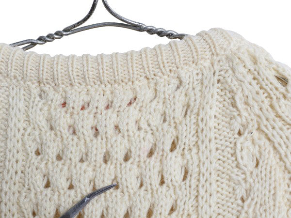 80s アイランド製 Slieve League フィッシャーマン ウール ニット セーター メンズ L ヴィンテージ ハンドメイド ケーブル ナチュラル 無地