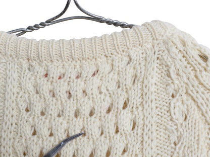 80s アイランド製 Slieve League フィッシャーマン ウール ニット セーター メンズ L ヴィンテージ ハンドメイド ケーブル ナチュラル 無地