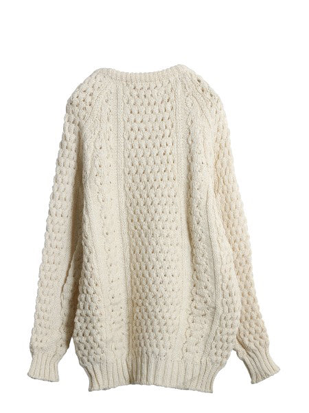 80s アイランド製 Slieve League フィッシャーマン ウール ニット セーター メンズ L ヴィンテージ ハンドメイド ケーブル ナチュラル 無地