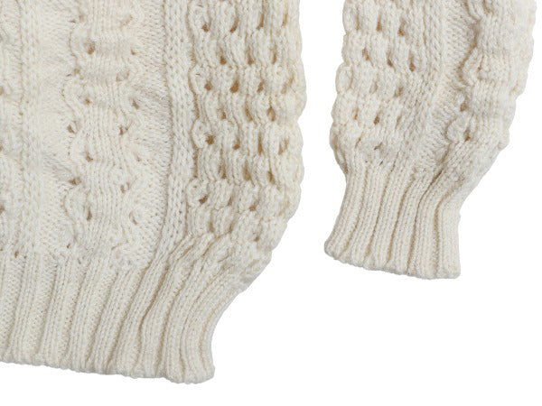 80s アイランド製 Slieve League フィッシャーマン ウール ニット セーター メンズ L ヴィンテージ ハンドメイド ケーブル ナチュラル 無地