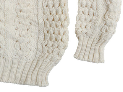 80s アイランド製 Slieve League フィッシャーマン ウール ニット セーター メンズ L ヴィンテージ ハンドメイド ケーブル ナチュラル 無地