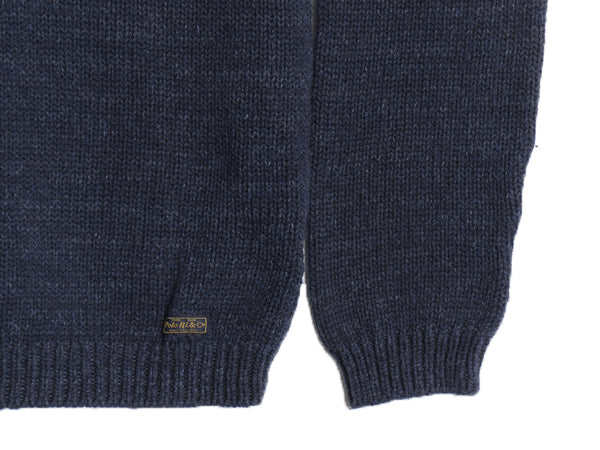 ポロ ラルフローレン ロールネック コットン ニット セーター メンズ  XL / 古着 長袖ニット シンプル ワンポイント 大きいサイズ ネイビー