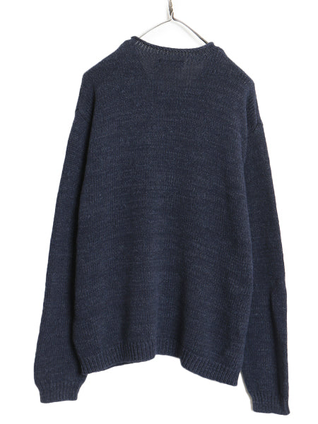 ポロ ラルフローレン ロールネック コットン ニット セーター メンズ  XL / 古着 長袖ニット シンプル ワンポイント 大きいサイズ ネイビー