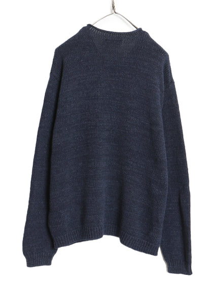 ポロ ラルフローレン ロールネック コットン ニット セーター メンズ  XL / 古着 長袖ニット シンプル ワンポイント 大きいサイズ ネイビー
