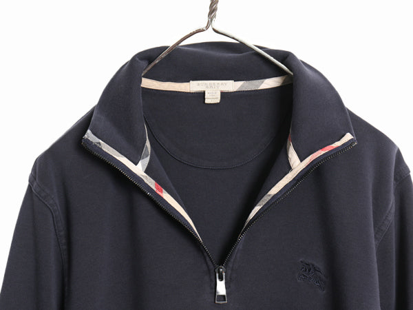 バーバリー ブリット ハーフジップ スウェット メンズ L / 古着 ハイネック プルオーバー 裏起毛なし ストレッチ カットソー ワンポイント 