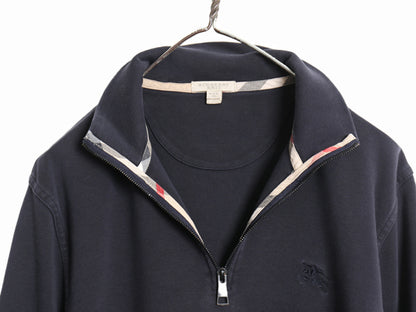 バーバリー ブリット ハーフジップ スウェット メンズ L / 古着 ハイネック プルオーバー 裏起毛なし ストレッチ カットソー ワンポイント 