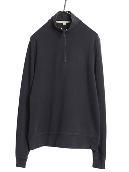 バーバリー ブリット ハーフジップ スウェット メンズ L / 古着 ハイネック プルオーバー 裏起毛なし ストレッチ カットソー ワンポイント 