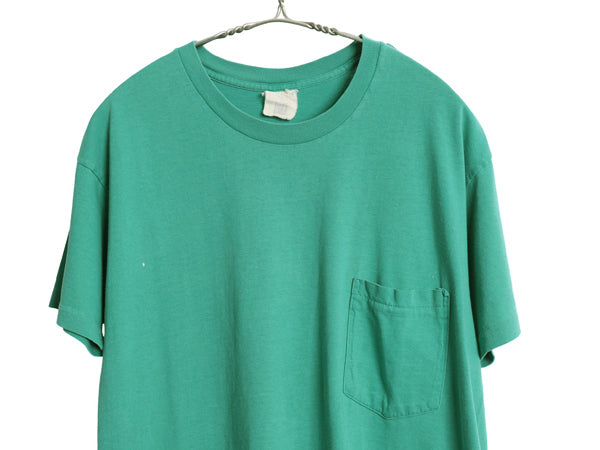 80s オールド ギャップ ポケット付き 無地 半袖 Tシャツ メンズ S 程 / ヴィンテージ シングルステッチ ポケT 耳付き ブランク ターコイズ