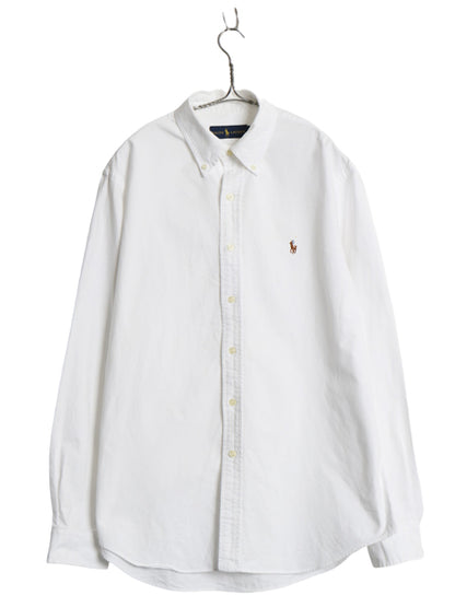 ラルフローレン 長袖 ボタンダウン シャツ メンズ L / ポロ オックスフォード コットン 長袖シャツ ワイシャツ BD ゆったり シンプル 白