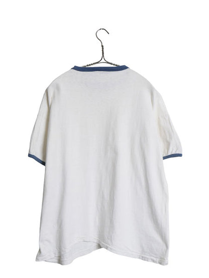 80s 無地 リンガー Tシャツ メンズ レディース M 程 / ヴィンテージ 100% コットン シングルステッチ ヘビーウェイト カットソー ツートン 