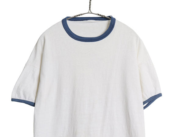 80s 無地 リンガー Tシャツ メンズ レディース M 程 / ヴィンテージ 100% コットン シングルステッチ ヘビーウェイト カットソー ツートン 