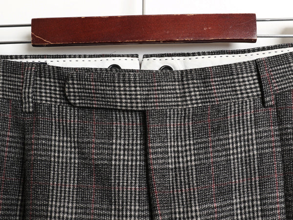 デッドストック ランズエンド ウール スラックス パンツ 32 / 新品 グレン チェック ツータック ストレート トラウザー きれいめ トラッド 