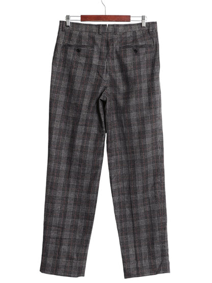 デッドストック ランズエンド ウール スラックス パンツ 32 / 新品 グレン チェック ツータック ストレート トラウザー きれいめ トラッド 
