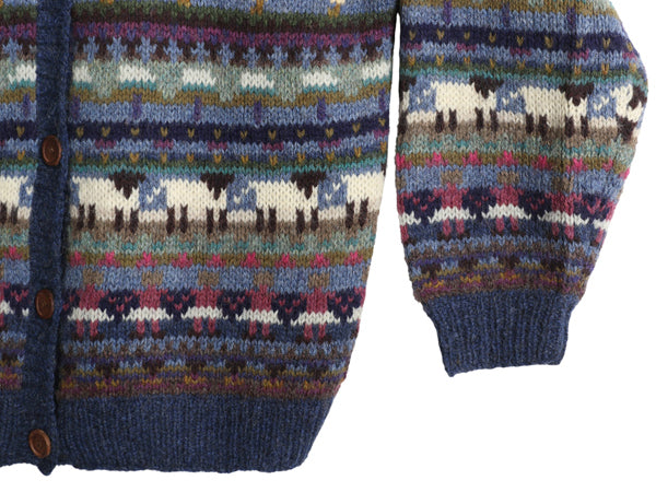 80s エルエルビーン デザイン ニット カーディガン レディース M / ヴィンテージ ウール 前開き 羽織り 絵柄 イラスト アニマル バーズアイ