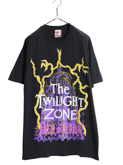 90s USA製 ★ トワイライトゾーン タワーオブテラー プリント Tシャツ メンズ L / オールド オフィシャル ドラマ ムービー ディズニー 黒