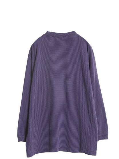 90s オールド ギャップ モックネック ボーダー ポケット付き 長袖 Tシャツ メンズ XL オールド ロンT ポケT カットソー 大きいサイズ 黒 紫