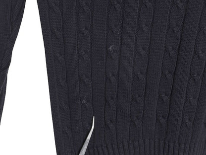 90s ブルックスブラザーズ コットン ケーブル ニット セーター メンズ XL / オールド 長袖ニット 無地 クルーネック 大きいサイズ ネイビー