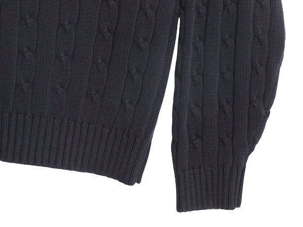 90s ブルックスブラザーズ コットン ケーブル ニット セーター メンズ XL / オールド 長袖ニット 無地 クルーネック 大きいサイズ ネイビー